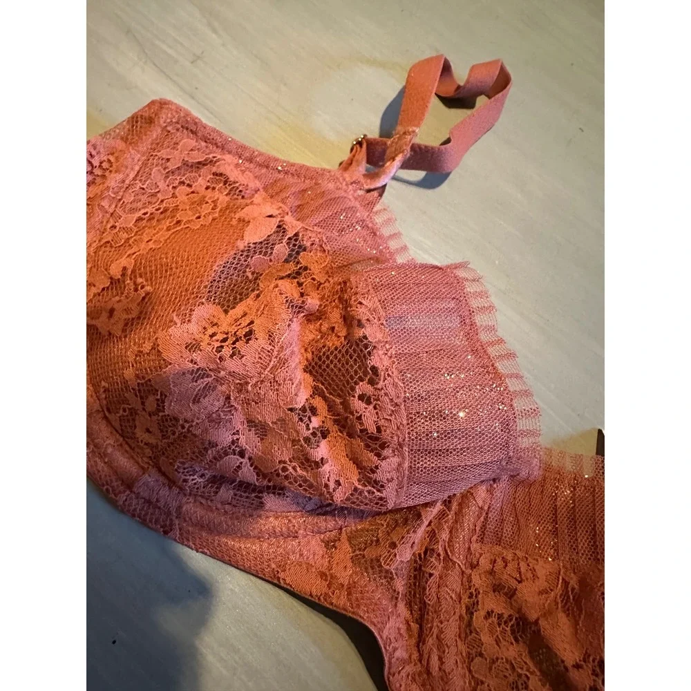 Victoria's Secret Lace Bra‎ Unlined Full Coverage Sparkle Trim 34D